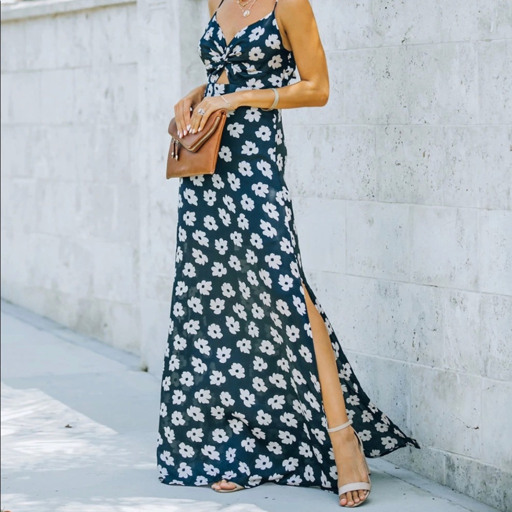Brand New Never Worn - Dee Elly Too Cute Satin Twist Front Maxi